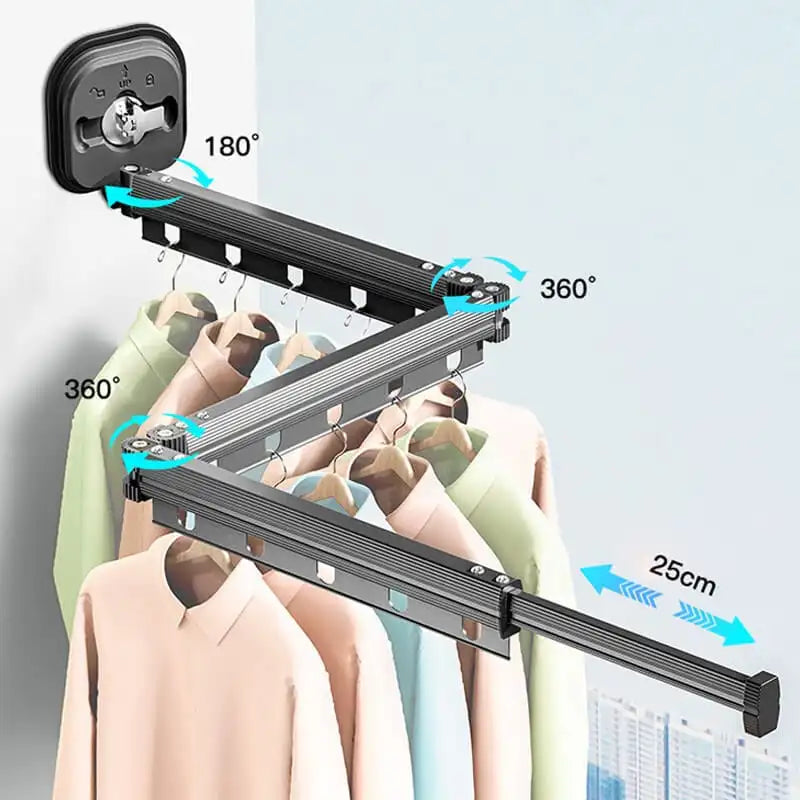 Wall mounted laundry Drying Rack No Punching foldable - HousesNice
