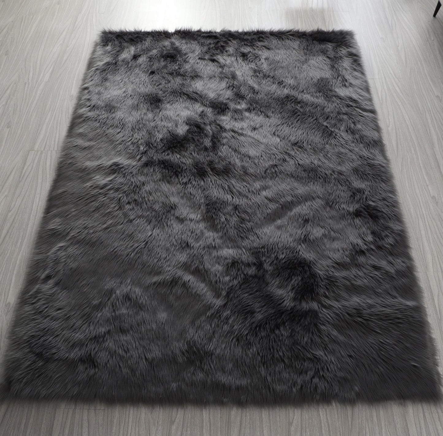 Cozy Ultra Soft Fluffy Faux Fur Grey Area Rug - HousesNice