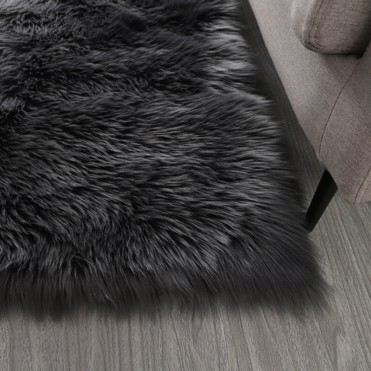 Cozy Ultra Soft Fluffy Faux Fur Grey Area Rug - HousesNice