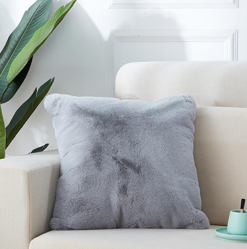 Agnes Luxury Gray Chinchilla Faux Fur Pillow - HousesNice