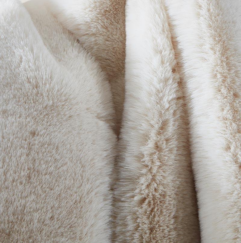 Cassilda Luxury Beige Chinchilla Faux Fur Throw Blanket - HousesNice