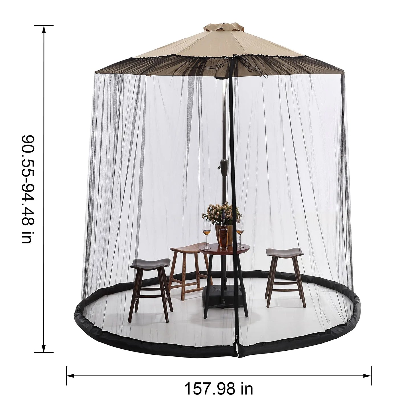 Mosquito net for patio umbrella – Outdoor insect screen cover with zipper