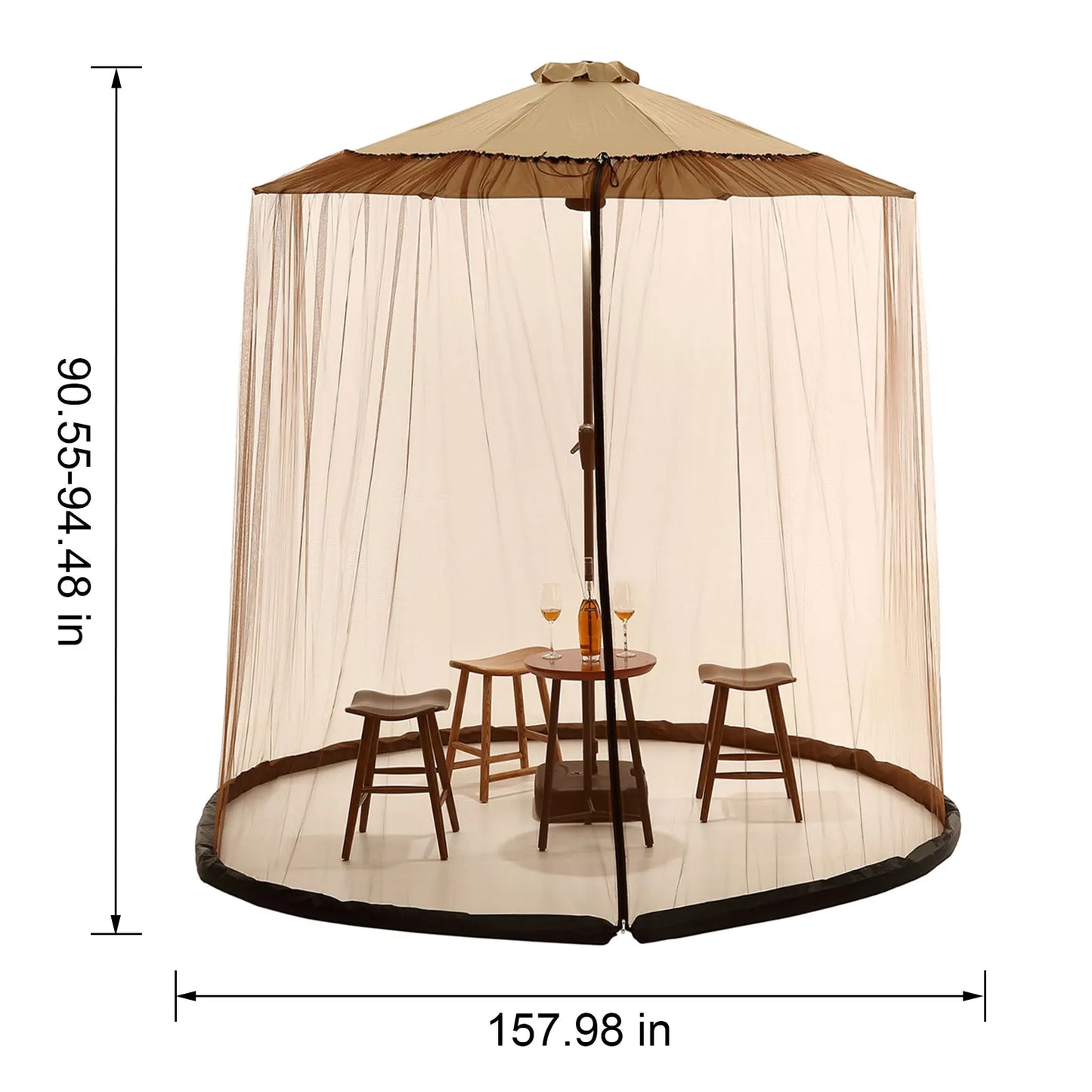 Mosquito net for patio umbrella – Outdoor insect screen cover with zipper