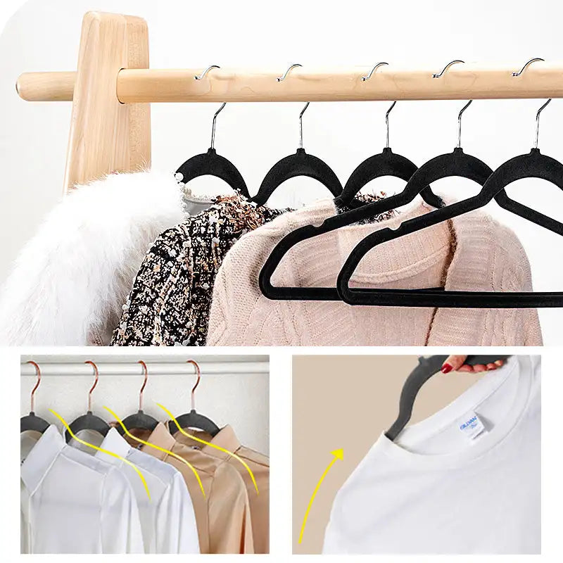 Velvet Non-Slip Clothing Hangers, 17 inches (45cm), 10pcs - HousesNice