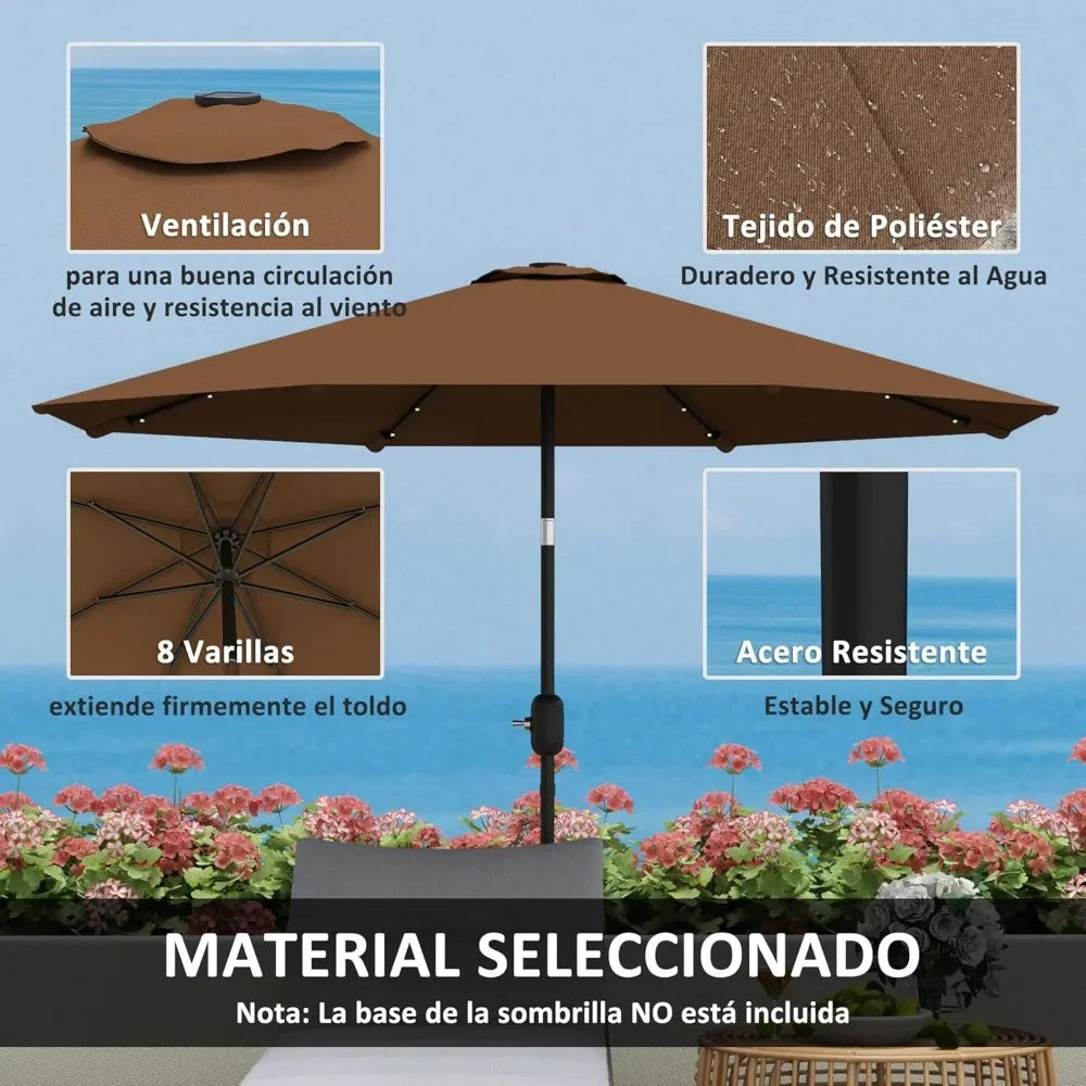 Sombrilla de jardín con luz LED solar para terraza