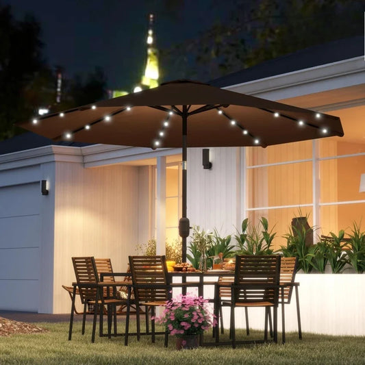 Sombrilla de jardín con luz LED solar para terraza