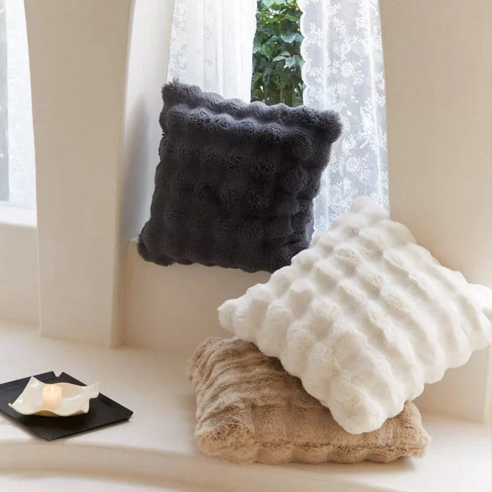 Luxury Plush Square Cushion Cover 18x18 in