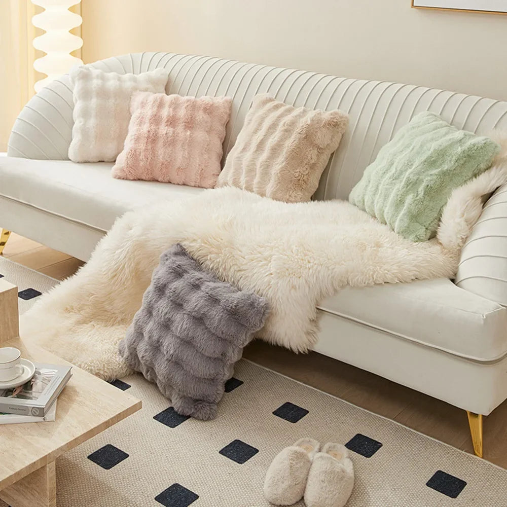 Luxury Plush Square Cushion Cover 18x18 in