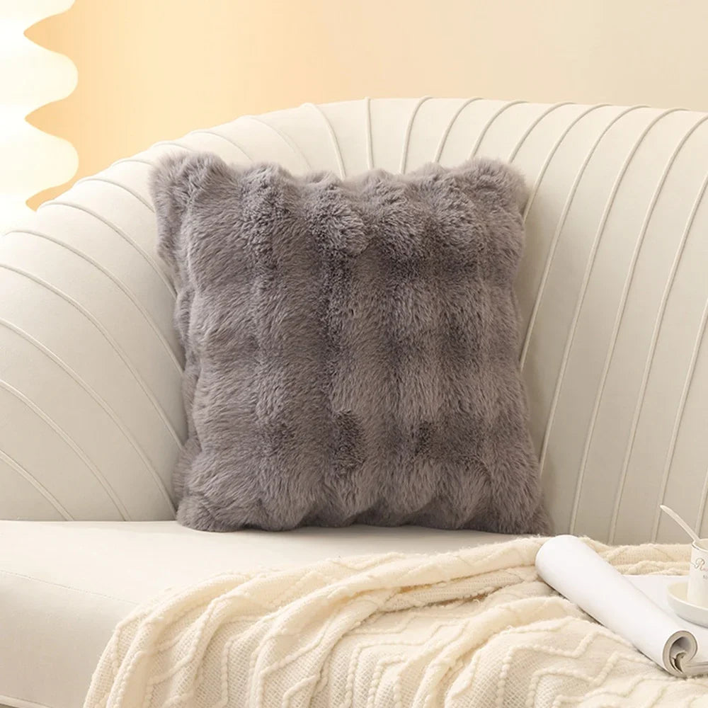 Luxury Plush Square Cushion Cover 18x18 in