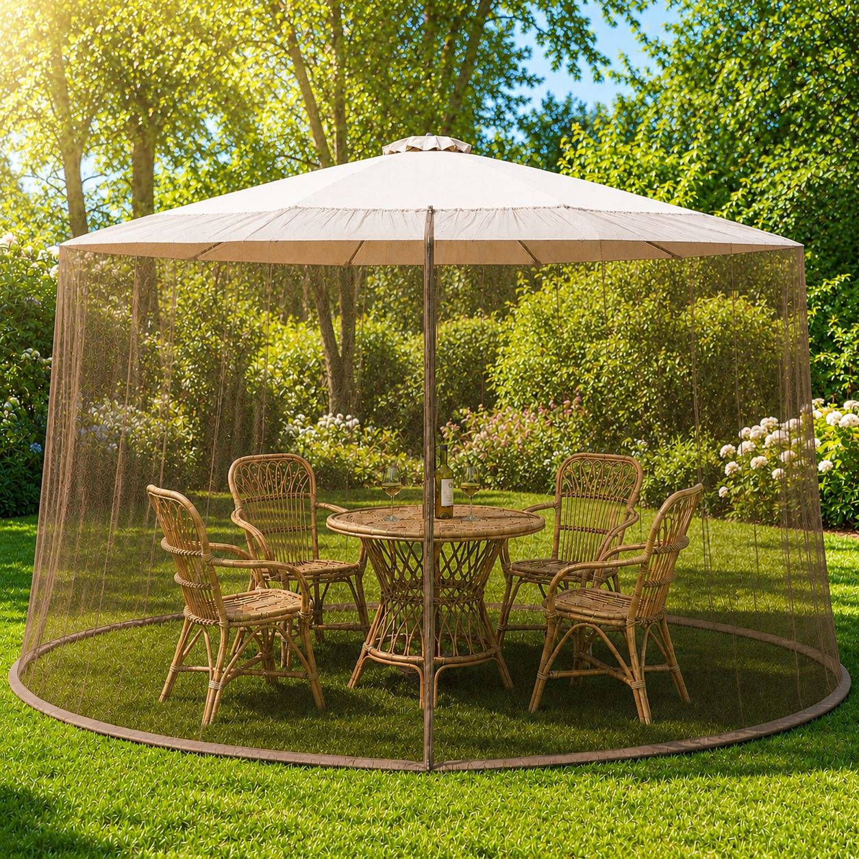 Large mosquito net for patio umbrella