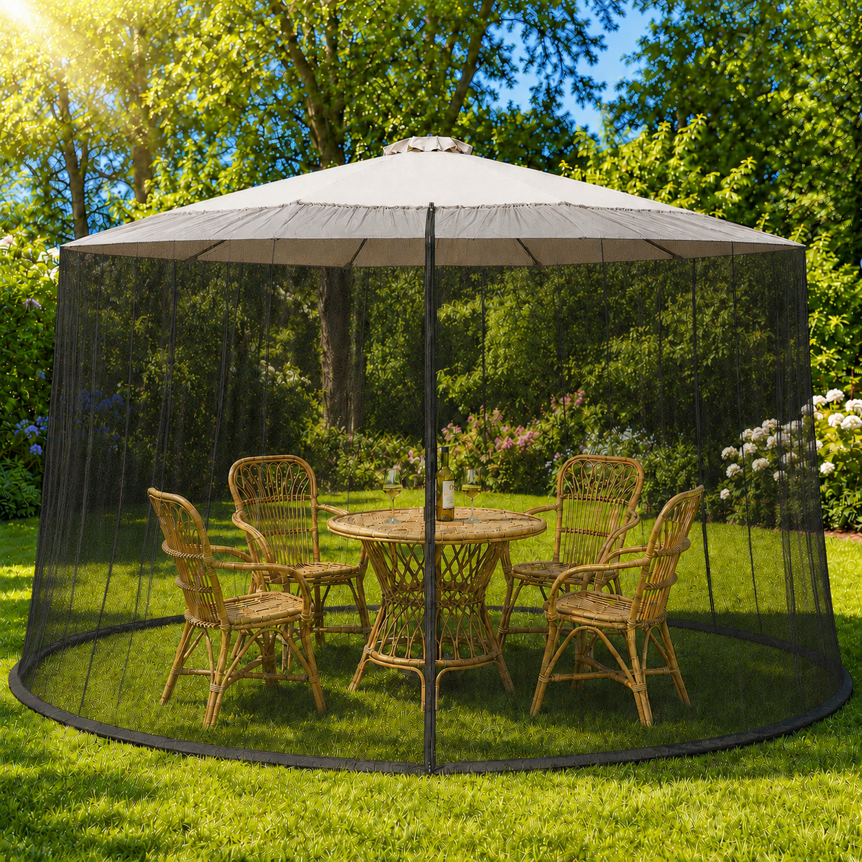 Large mosquito net for patio umbrella